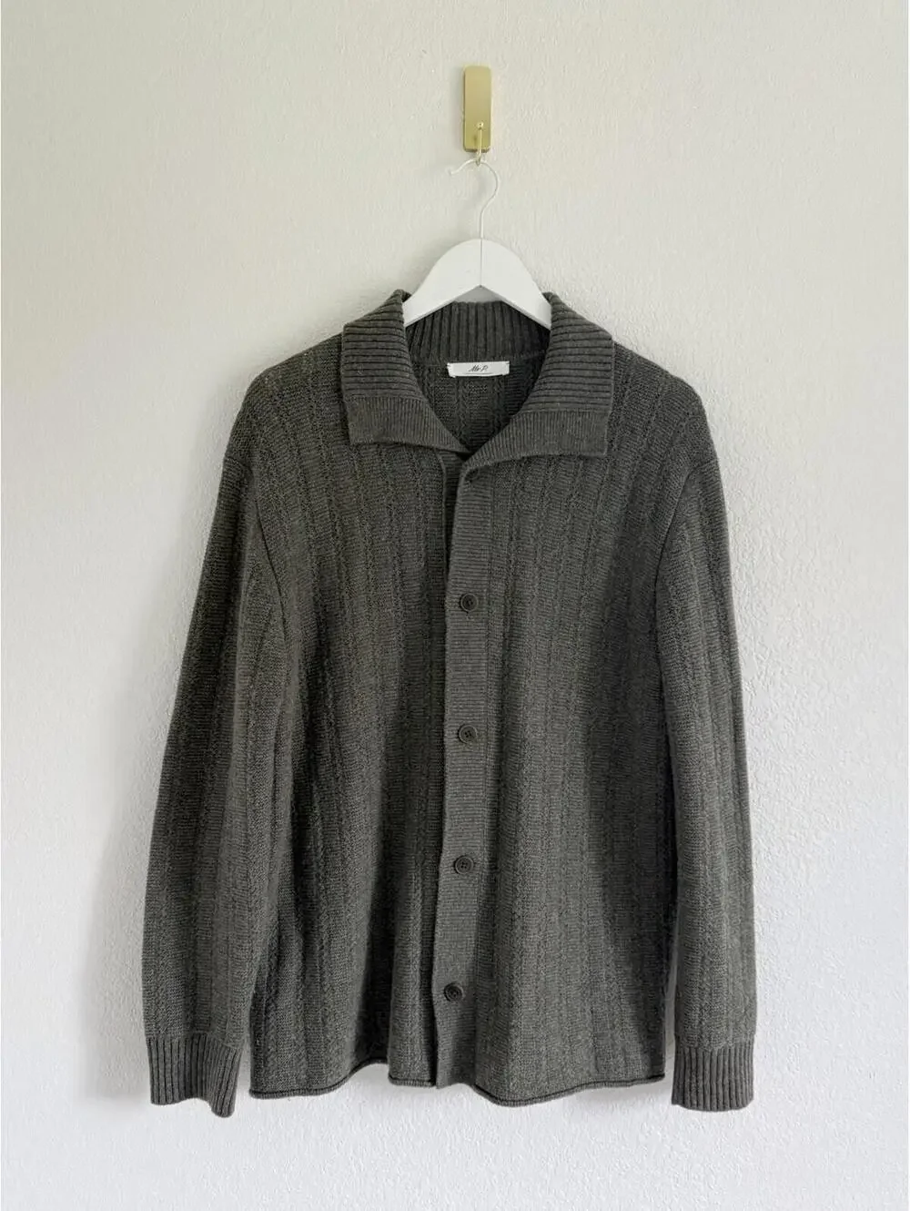 Mr. P Men’s Large MSRP $385 Wolly Open Knit Wool Open Wool Cardigan Deep Green